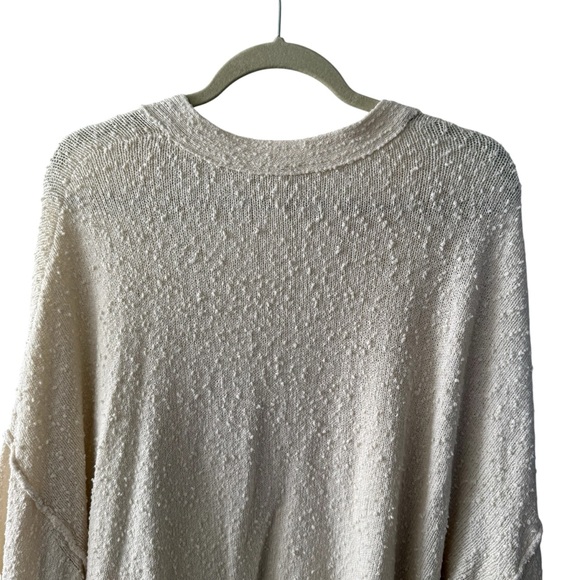 Free People Found My Friend Knit Sweater Cardigan Cream Boxy Size Large - Picture 8 of 14